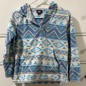 O'Neill Blue and Cream Geometric Hoodie size kids L